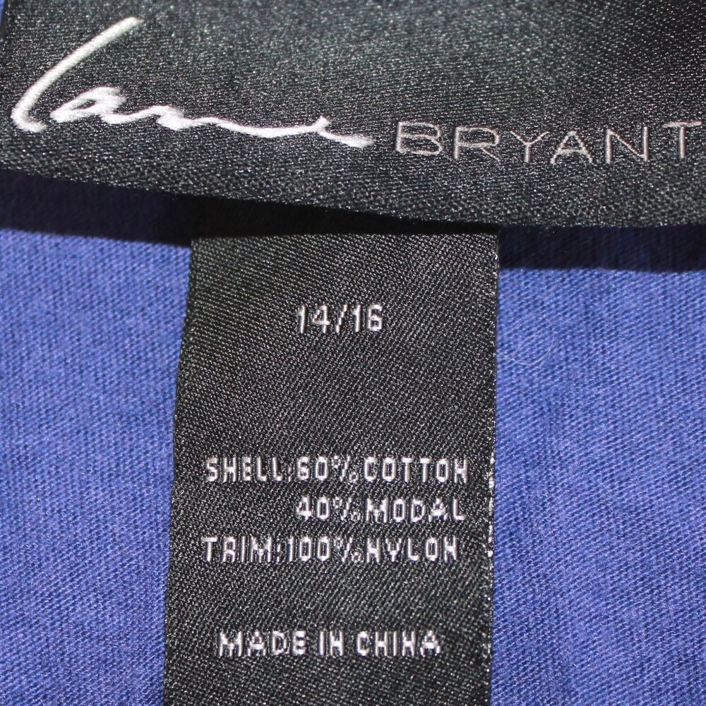 #349 Lane Bryant Blue Short-Sleeve Dressy Shirt with Lace Sleeves Size 14/16 - Picture 8 of 9